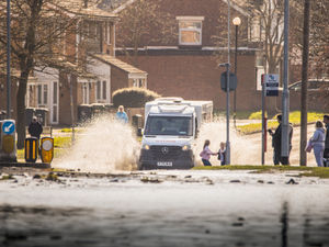 Supporting image for story: Wolverhampton road flooded and homes left without water as mains pipe bursts