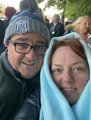 Wendy Dellicott-Smith with husband Sean in the queue