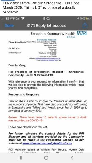 The image being shared on social media which misrepresents the amount of Covid deaths in the county