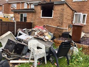 The whole kitchen in the property was affected by the fire. Photo: Aldridge fire station