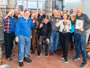 Supporting image for story: CAMRA members award Oswestry brewery in style with first trip on restored railway line