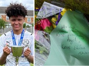 Harleigh Hepworth and tributes at the scene in West Park