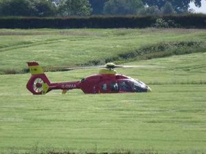 The Midlands Air Ambulance at the scene. Photo: Michelle Marshall.
