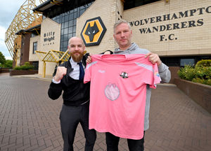 Fundraisers Andy Gibbons and Gavin Ingles who organised a charity walk taking in five West Midland football grounds to raise money for Team Margot
