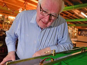 Supporting image for story: Back to school! Giant brass ruler from yesteryear arrives at Bridgnorth antique shop