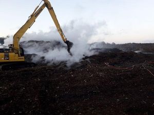 Supporting image for story: Fire at Chirk's Kronospan continues to smoulder