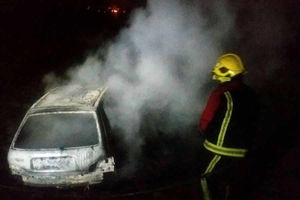 The car fire in Bushbury. Photo: @GreenWatch_FP
