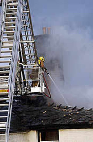 A Shropshire family was left homeless today after a fire ripped through the first floor and roof of their new home.