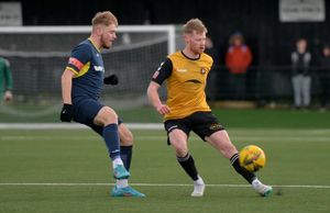 Rushall Olympic's Alex Moore and Callum Page..