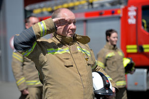 Firefighters at Walsall Fire Station turned out in full kit to honour a 100-year-old former firefighter and war hero George Stokes.