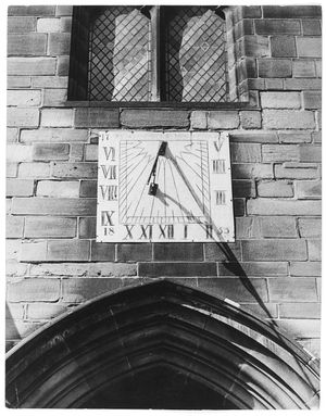 The sun dial at St Peter's Collegiate Church, Wolverhampton, April 29, 1966