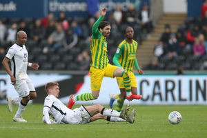 Jay Fulton of Swansea City and Filip Krovinovic of West Bromwich Albion.
