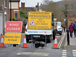 Supporting image for story: Road surface work suspended as flood barriers go up in Ironbridge again