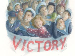 An illustration released by Blind Veterans UK depicting memories of VE Day