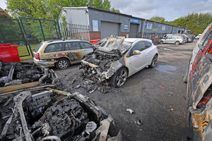 Burnt out cars at AEM group, St George's, after the blaze