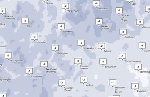 Met Office temperature map for Shropshire later this week