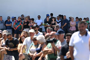 Mourners gather at the wake of Diogo Jota being held at Sao Cosme Chapel in the town of Gondomar near Porto