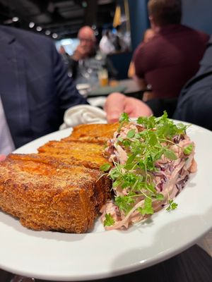 Lobster and prawn toast from chef Brad Carter served at Aston Villa's 150 Club