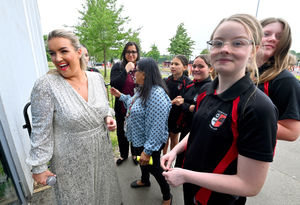 Amy Lou met several pupils at her old school