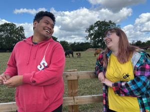 (L-R) Learners Melchizedek Canlas and Lizzie Melson at Upper Moreton Farm 