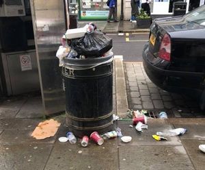 Another un-emptied bin in Shrewsbury town centre