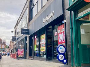 Bodycare's store in Shrewsbury, where large 'closing down' posters have been put up