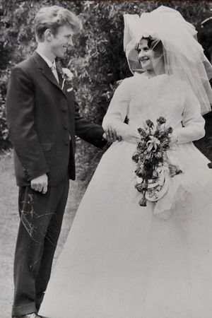 Sid on his wedding day, with wife Joan