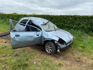 Supporting image for story: No serious injuries as car overturns on A461