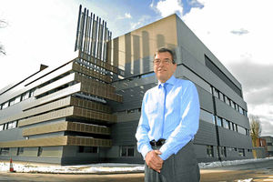 Chief executive David Loughton outside the £16 million pathology building
