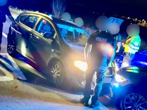 Supporting image for story: Stolen car seen in Wolverhampton brought to a stop by police after driver attempts to go wrong way down M6 - two arrested