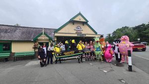 Dana Power as 'Puff the Dragon' along with the rest of the fancy dress climbers on Sunday 