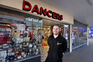 Dave Dancer outside the historic shop