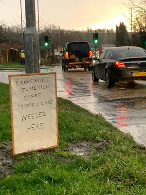 Protestors at the junction this morning. Picture: @gwen4meole