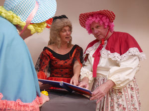 Belle with the ugly sisters Spitunia and Salivia. Image: Andy Compton