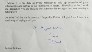David Cameron thanks Josh for his hard work