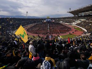 Supporting image for story: Hundreds of thousands attend funeral of Hezbollah leader Hassan Nasrallah