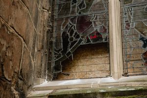The smashed window pane
