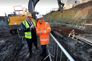Mayor Andy Street and Dudley Council leader Patrick Harley view the new Metro site off Castle Hill