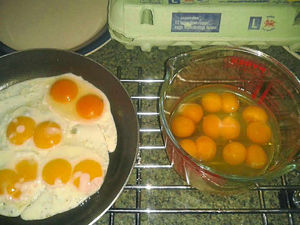 Supporting image for story: Steven shell-shocked by 10 double yolked eggs