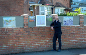 Artist Steffan Macmillan from Belvidere Road, Shrewsbury, with his garden wall gallery