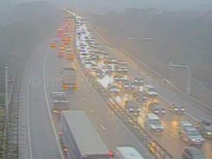 Supporting image for story: 'Load spillage' closes M6 junction slip road causing 'major' delays