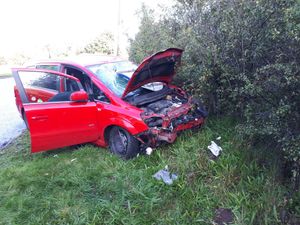 Supporting image for story: Driver and passenger escape with minor injuries after taxi crashes near Newport
