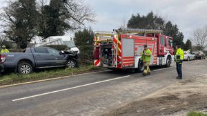The crash at Pentre Dafydd Crossroads was the fifth in the county in just 24 hours. Picture: Oswestry Fire Station on Facebook