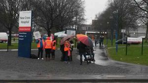 Junior doctors on strike outside New Cross Hospital