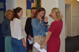 Shrewsbury High School's Anya Lonergan celebrates her A* in biology, A in chemistry and A* in mathematics