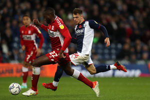 Sol Bamba of Middlesbrough and Jayson Molumby. (Photo by Adam Fradgley/West Bromwich Albion FC via Getty Images).