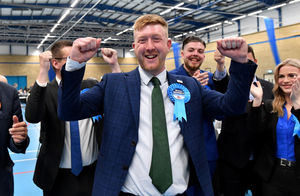 Tory Simon Bennett celebrates taking Bushbury North from Labour