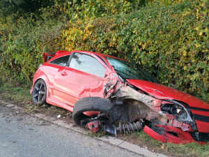 Both cars ended up in the hedge