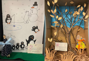 Flu fairies photographed in the diorama.