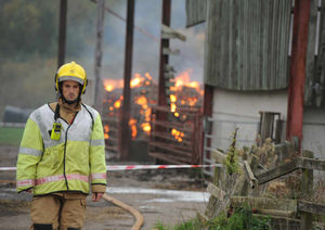 Barn fire off Shay Lane, Forton